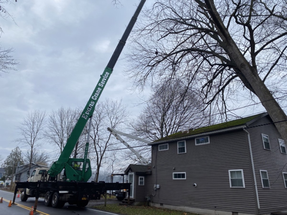 A large roadside removal with a crane assist in Central New York